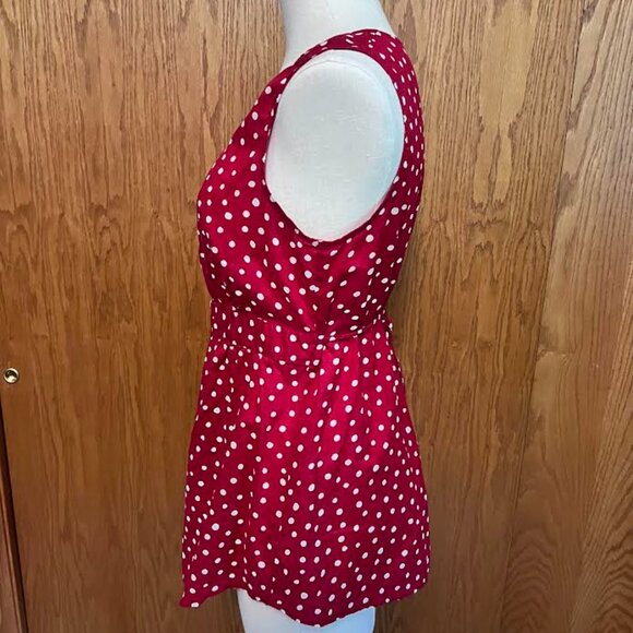 Merona - Red & White Polka Dot Sleeveless Top with Gathered Tie-Back / Size: M - Picture 2 of 7
